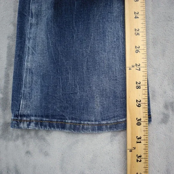 HM Pants Womens 28 Blue Denim Low Waist Boot Cut Flat Front Jeans Bottoms - Picture 7 of 16